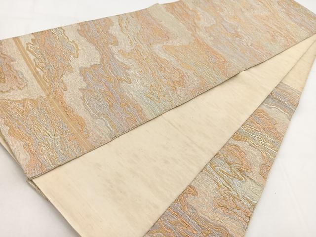 平和屋着物◎六通柄 京袋帯 本袋帯 墨流し文様 金銀糸 正絹 逸品 BAAW8531yc