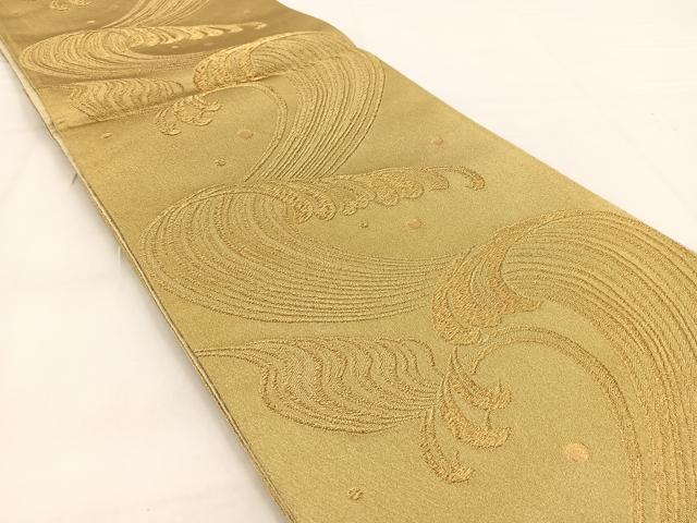 平和屋着物◎六通柄袋帯 立波文 金糸 正絹 逸品 BAAW8542yc
