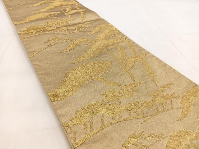 平和屋着物◎六通柄袋帯 松 金糸 正絹 逸品 BAAW8563yc