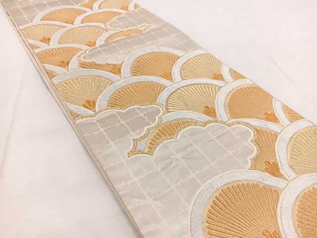 平和屋着物◎六通柄袋帯 雲重ね菊青海波 金銀糸 正絹 逸品 BAAW8566yc