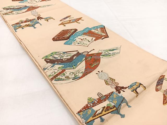 平和屋着物◎六通柄袋帯 唐織 吉祥文 金銀糸 正絹 逸品 BAAW8575yc