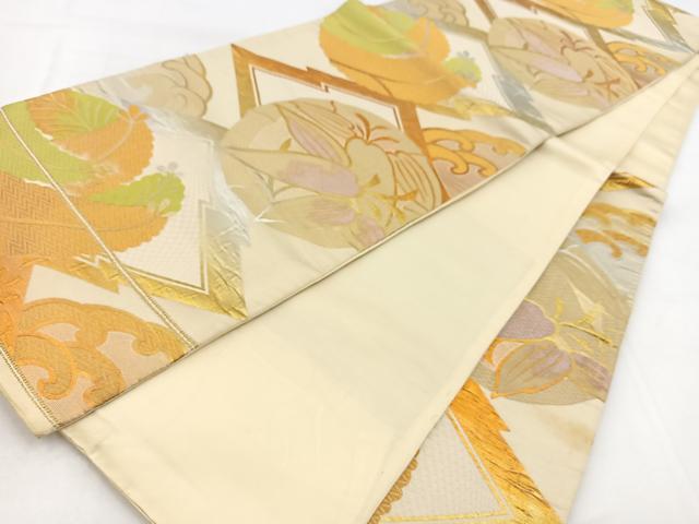 平和屋着物◎六通柄袋帯 草葉丸文 金銀糸 正絹 逸品 BAAW8578yc