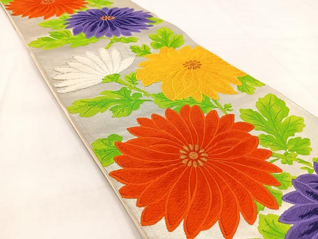 平和屋着物◎六通柄袋帯 唐織 菊花文 金銀糸 正絹 逸品 BAAW8593yc