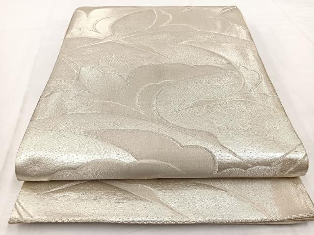 平和屋着物◎六通柄袋帯 飛鶴文 銀糸 正絹 逸品 BAAW8601yc