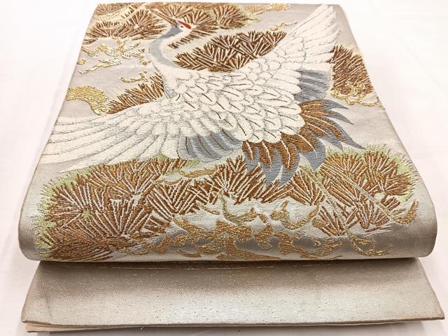 平和屋着物◎六通柄袋帯 唐織 飛鶴松文 金銀糸 正絹 逸品 BAAW8610yc