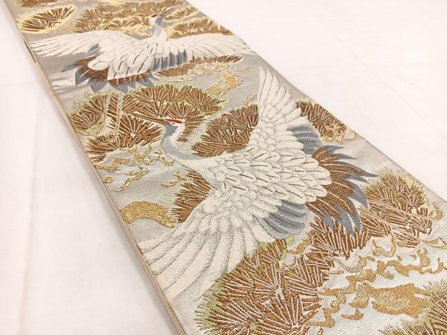 平和屋着物◎六通柄袋帯 唐織 飛鶴松文 金銀糸 正絹 逸品 BAAW8610yc