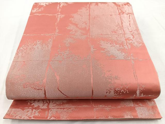 平和屋着物◎両面 全通柄袋帯 石畳文 銀糸 正絹 逸品 BAAW8616yc
