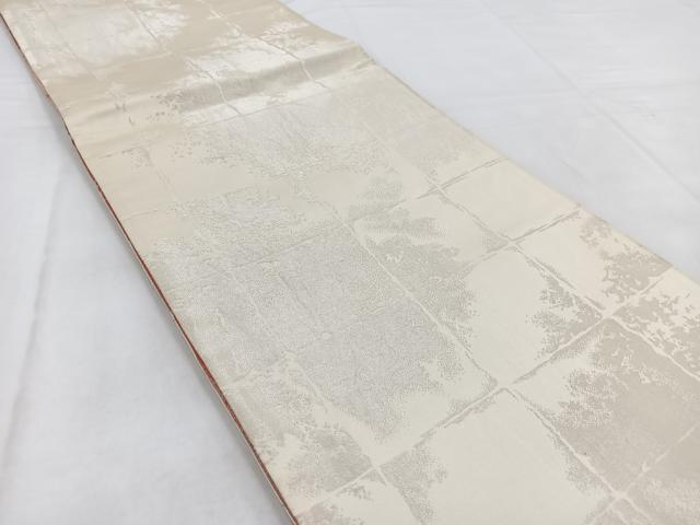 平和屋着物◎両面 全通柄袋帯 石畳文 銀糸 正絹 逸品 BAAW8616yc