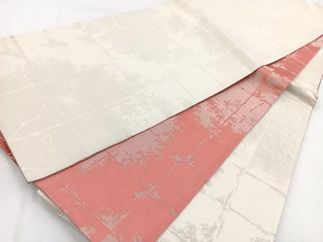 平和屋着物◎両面 全通柄袋帯 石畳文 銀糸 正絹 逸品 BAAW8616yc