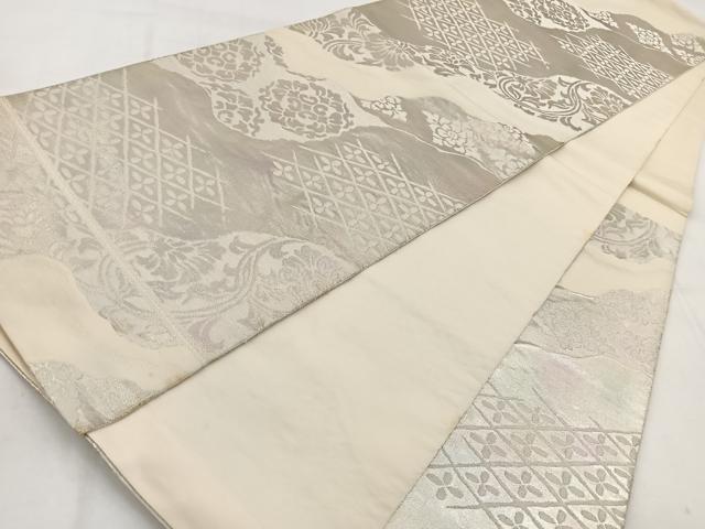 平和屋着物◎西陣 服部織物謹製 六通柄袋帯 こはく錦 道長更紗花文 銀糸 正絹 逸品 BAAW8628yc