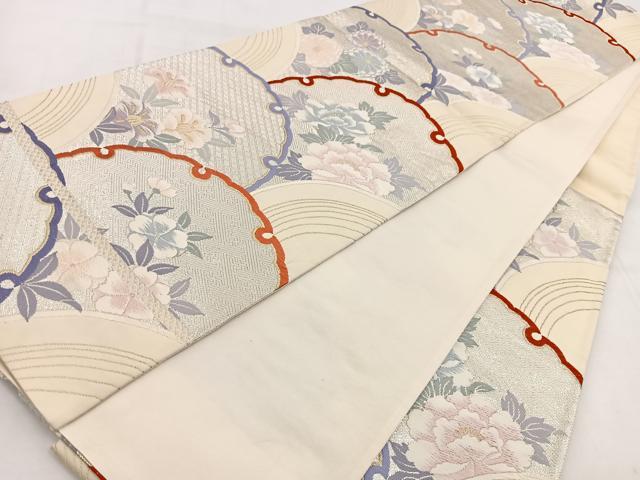 平和屋着物◎六通柄袋帯 唐織 雪輪花青海波 金銀糸 正絹 逸品 BAAW8635yc