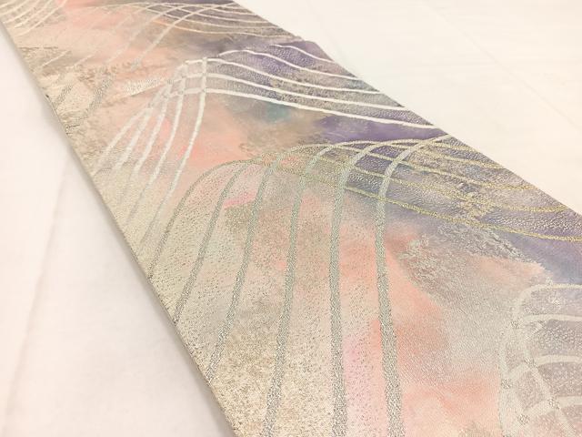 平和屋着物◎佐賀錦 六通柄袋帯 曲線文 金銀糸 正絹 逸品 BAAW8648yc