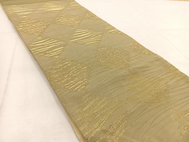平和屋着物◎両面 太鼓柄袋帯 夢黄橡 菱つなぎ文 金銀糸 正絹 逸品 BAAW8668yc