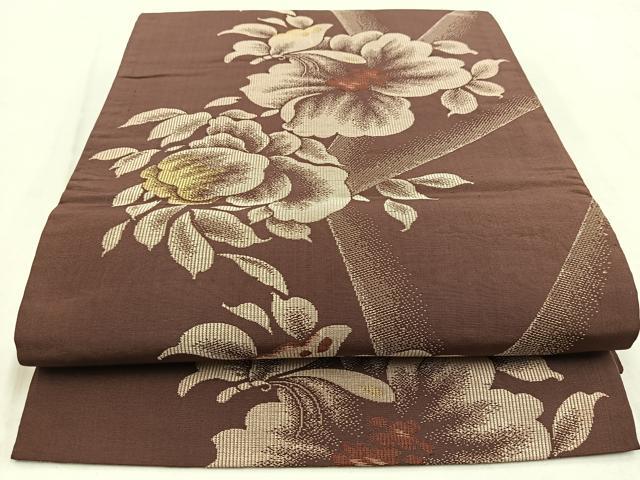 平和屋着物◎両面 太鼓柄 京袋帯 引き抜き帯 立涌更紗花文 正絹 逸品 BAAW8670yc