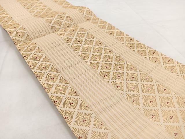 平和屋着物◎六通柄袋帯 吉野間道 松菱文 金糸 正絹 逸品 BAAW8696yc