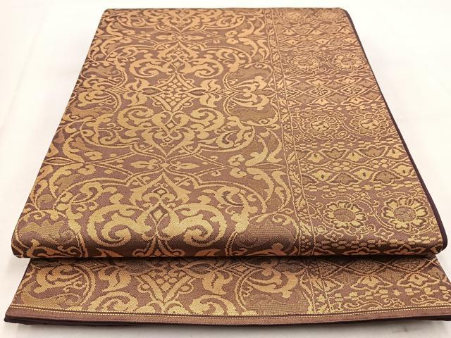平和屋着物◎六通柄袋帯 宝相華 金糸 正絹 逸品 BAAW8697yc