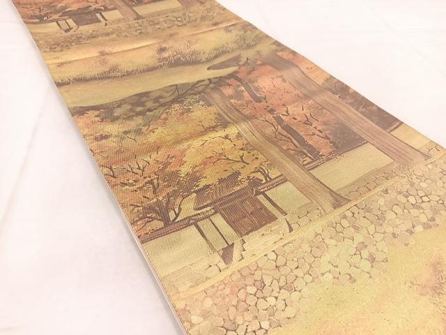 平和屋着物◎六通柄袋帯 風景文 金糸 引箔 正絹 逸品 BAAW8703yc