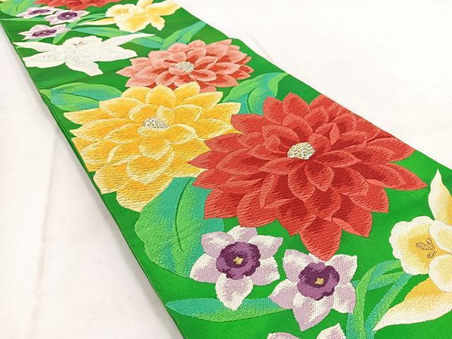 平和屋着物◎六通柄袋帯 唐織 草花文 金銀糸 正絹 逸品 BAAW8750yc