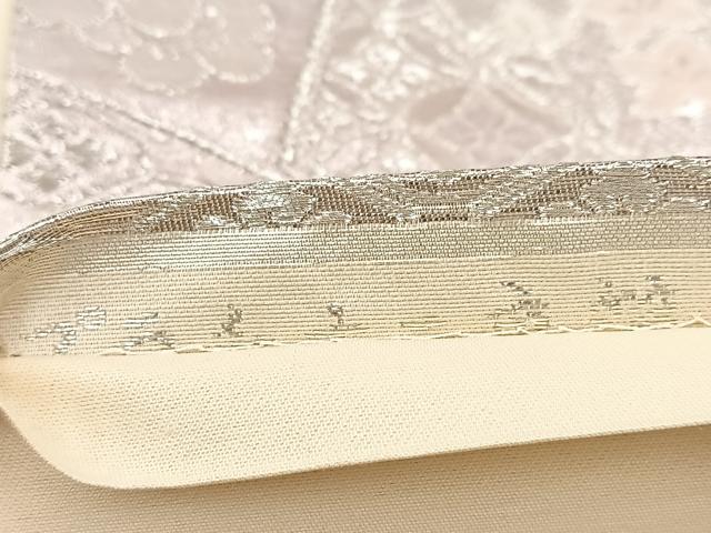 平和屋着物◎六通柄袋帯 唐織 プラチナ二重箔 花青海波 正絹 逸品 BAAW8805yc