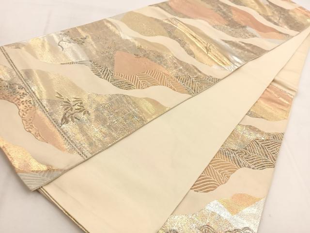平和屋着物◎六通柄袋帯 道長花文 金銀糸 正絹 逸品 BAAW8821yc