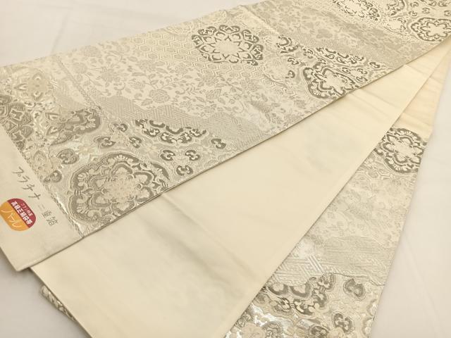 平和屋着物◎西陣 六通柄袋帯 唐織 プラチナ二重箔 正倉院更紗花文 三幸織物謹製 証紙付き 正絹 逸品 BAAW8823yc
