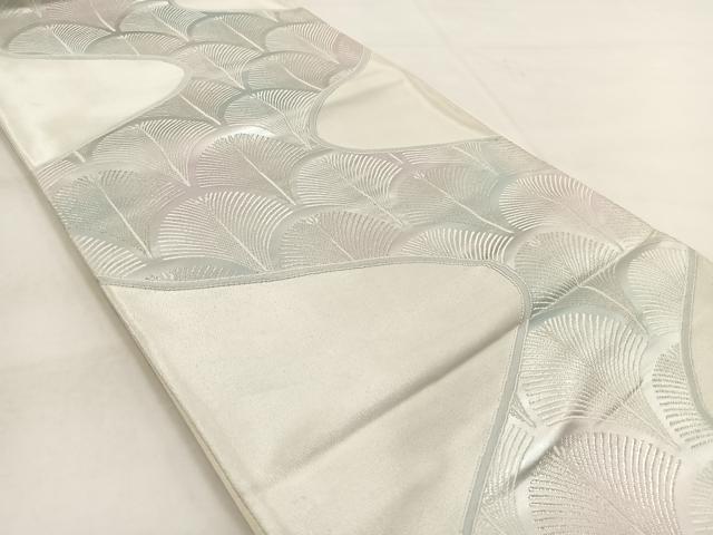 平和屋着物◎六通柄袋帯 唐織 松青海波 銀糸 正絹 逸品 BAAW8824yc
