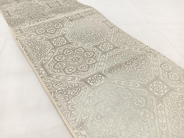 平和屋着物◎六通柄袋帯 プラチナ箔二重織 蜀江花文 久保坂織物謹製 正絹 逸品 BAAW8832yc