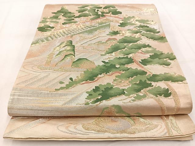 平和屋着物◎六通柄袋帯 唐織 枯山水 金銀糸 正絹 逸品 BAAW8834yc