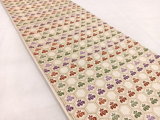平和屋着物◎六通柄袋帯 唐織 亀甲桐文 正絹 逸品 BAAW8855yc