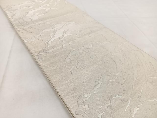 平和屋着物◎六通柄袋帯 立波文 銀糸 正絹 逸品 BAAW8857yc