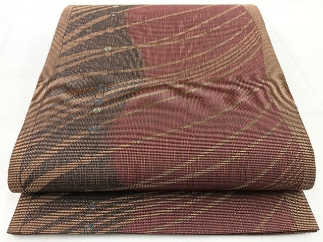 平和屋着物◎六通柄袋帯 横段文 金糸 正絹 逸品 BAAW8865yc