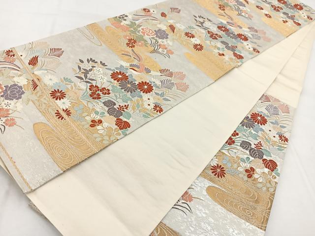 平和屋着物◎六通柄袋帯 唐織 鳳凰流水花文 金銀糸 引箔 正絹 逸品 BAAW8872yc