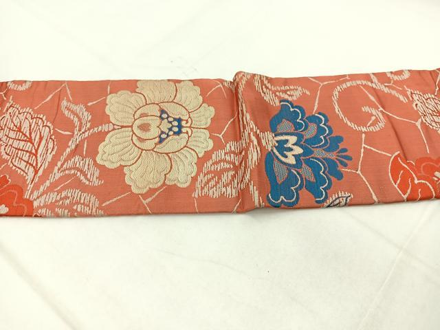 平和屋着物◎アンティーク 大正ロマン 九寸名古屋帯 更紗花文 正絹 逸品 BAAW8893yc
