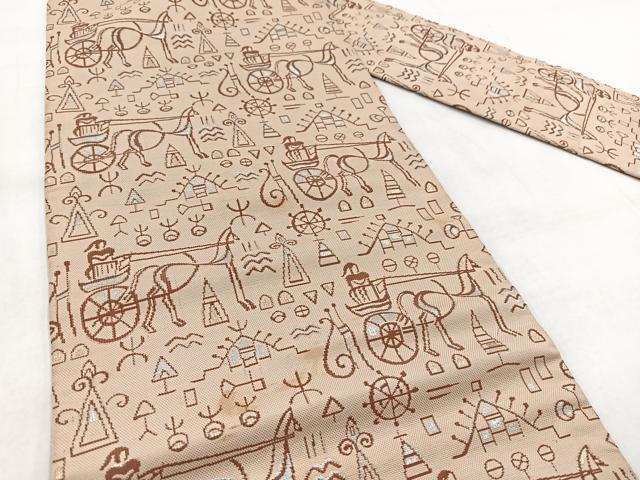 平和屋着物◎九寸名古屋帯 人物風景文 銀糸 BAAW8895yc