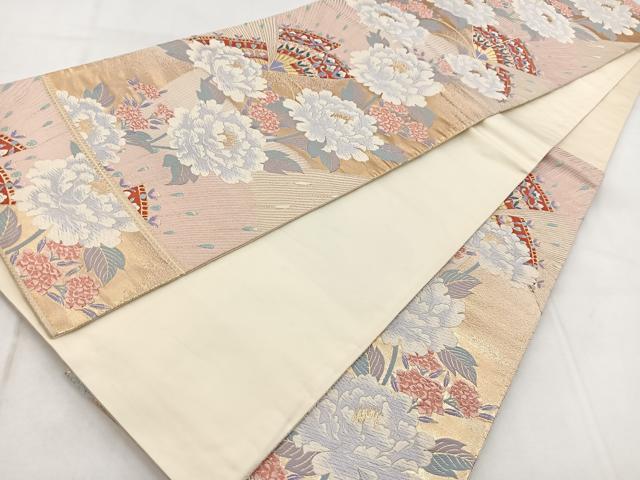 平和屋着物◎六通柄袋帯 唐織 九百錦 麗花蝶舞 金糸 正絹 逸品 BAAW8925yc