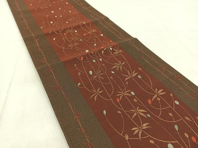 平和屋着物◎六通柄袋帯 草花間道 金糸 正絹 逸品 BAAW8929yc