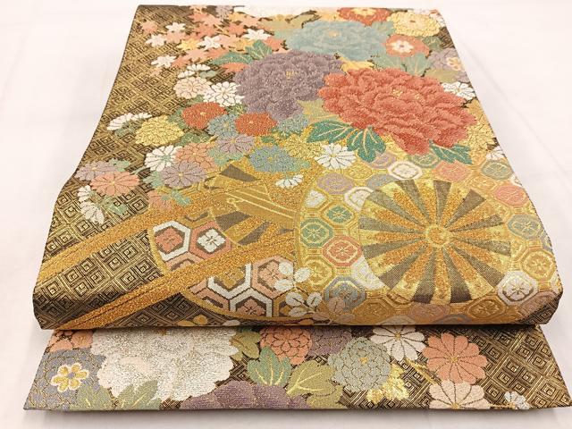 平和屋着物●唐織・西陣の老舗・名門・藤原織物 佐賀錦 六通柄袋帯 花車文 金銀糸 正絹 逸品 BAAW8930yc