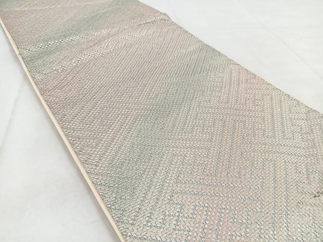 平和屋着物◎六通柄袋帯 紗綾形文 銀糸 正絹 逸品 BAAW8943yc