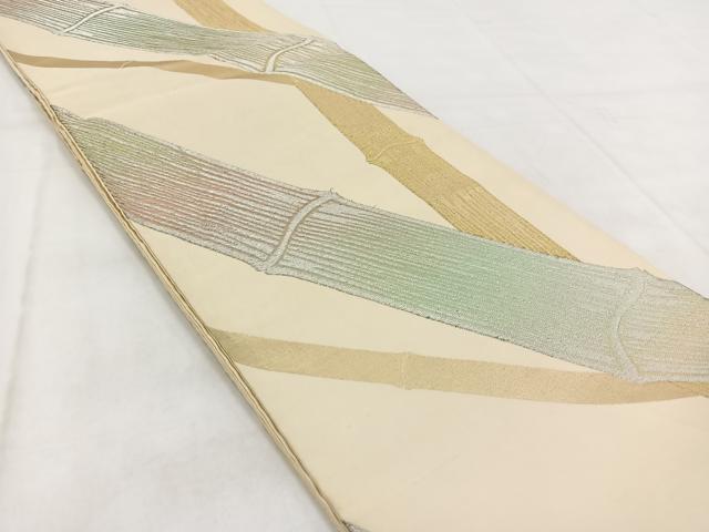 平和屋着物◎六通柄袋帯 竹 金銀糸 正絹 逸品 BAAW8945yc