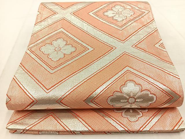 平和屋着物◎両面 全通柄袋帯 華菱文 銀糸 正絹 逸品 BAAW8949yc