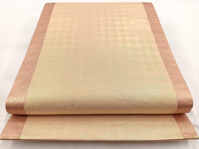 平和屋着物◎両面 六通柄袋帯 唐織 扇面更紗花文 金糸 正絹 逸品 BAAW8959yc