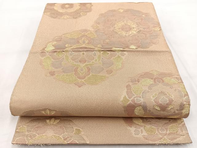 平和屋着物◎六通柄袋帯 正倉院花文 金糸 正絹 逸品 BAAW8975yc