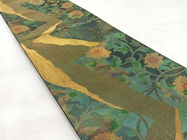 平和屋着物◎六通柄袋帯 ふるさと 更紗花文 金糸 引箔 正絹 逸品 BAAW8981yc