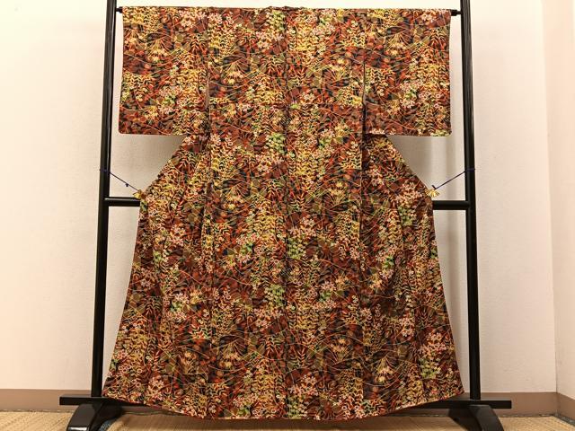 平和屋着物■上質な小紋 草花文 金彩 正絹 逸品 未使用 BAAW9003hj