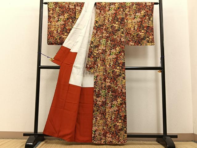 平和屋着物■上質な小紋 草花文 金彩 正絹 逸品 未使用 BAAW9003hj