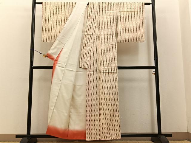 平和屋着物■本場染大島紬 十字絣 正絹 逸品 BAAW9004hj