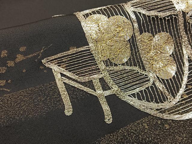 平和屋着物■豪華黒留袖 駒刺繍 寿光織 御所車文 金彩 正絹 逸品 BAAW9005hj