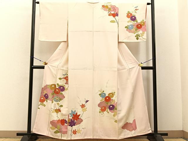 平和屋着物■訪問着 駒刺繍 枝花文 金彩 正絹 逸品 BAAW9008hj