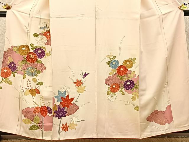 平和屋着物■訪問着 駒刺繍 枝花文 金彩 正絹 逸品 BAAW9008hj