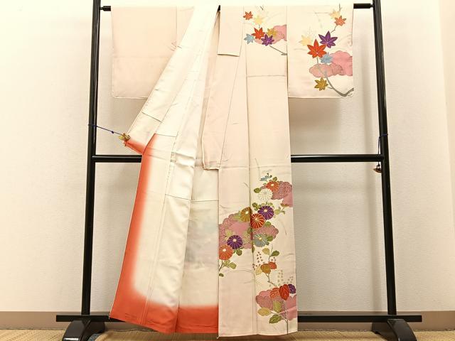 平和屋着物■訪問着 駒刺繍 枝花文 金彩 正絹 逸品 BAAW9008hj
